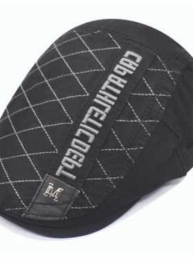 New Men's Casual Newsboy Hat Letter Print Retro Beret Hat Wi