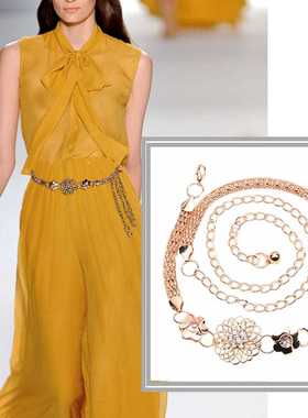 Belt Women's Lady Fashion Metal Chain Gold Color Belt Body C