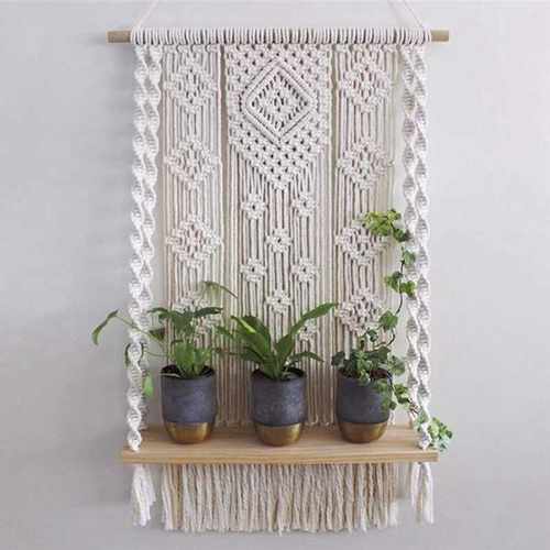 Nordic Style Hand-Woven Tapestry Shelf Bedroom Living Room - 图0