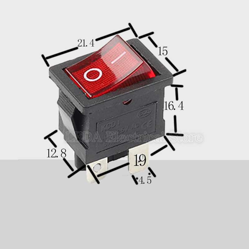 5Pcs KCD1 4Pin 6Pin 6A 250VAC 10A 125VAC 21X15mm Snap Rocker - 图1