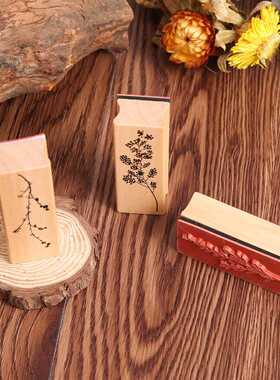 1PC Retro Grass Plants Stamps Rubber Wooden Standard Crafts