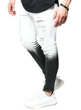 Fashion Men's Skinny Stretch Ripped Male Jeans Slim Fit Deni