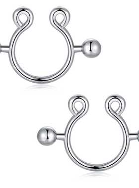 2pc 14G Fake Nipplerings Piercings Clip On Nipple Rings Stai