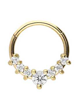 316L Surgical Steel Segment Nose Ring Zircon Septum Clicker