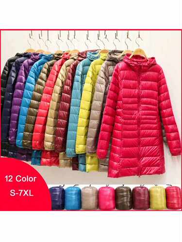 Woman Duck Down Jackets Autumn Winter Ultralight Hooded Wome - 图0