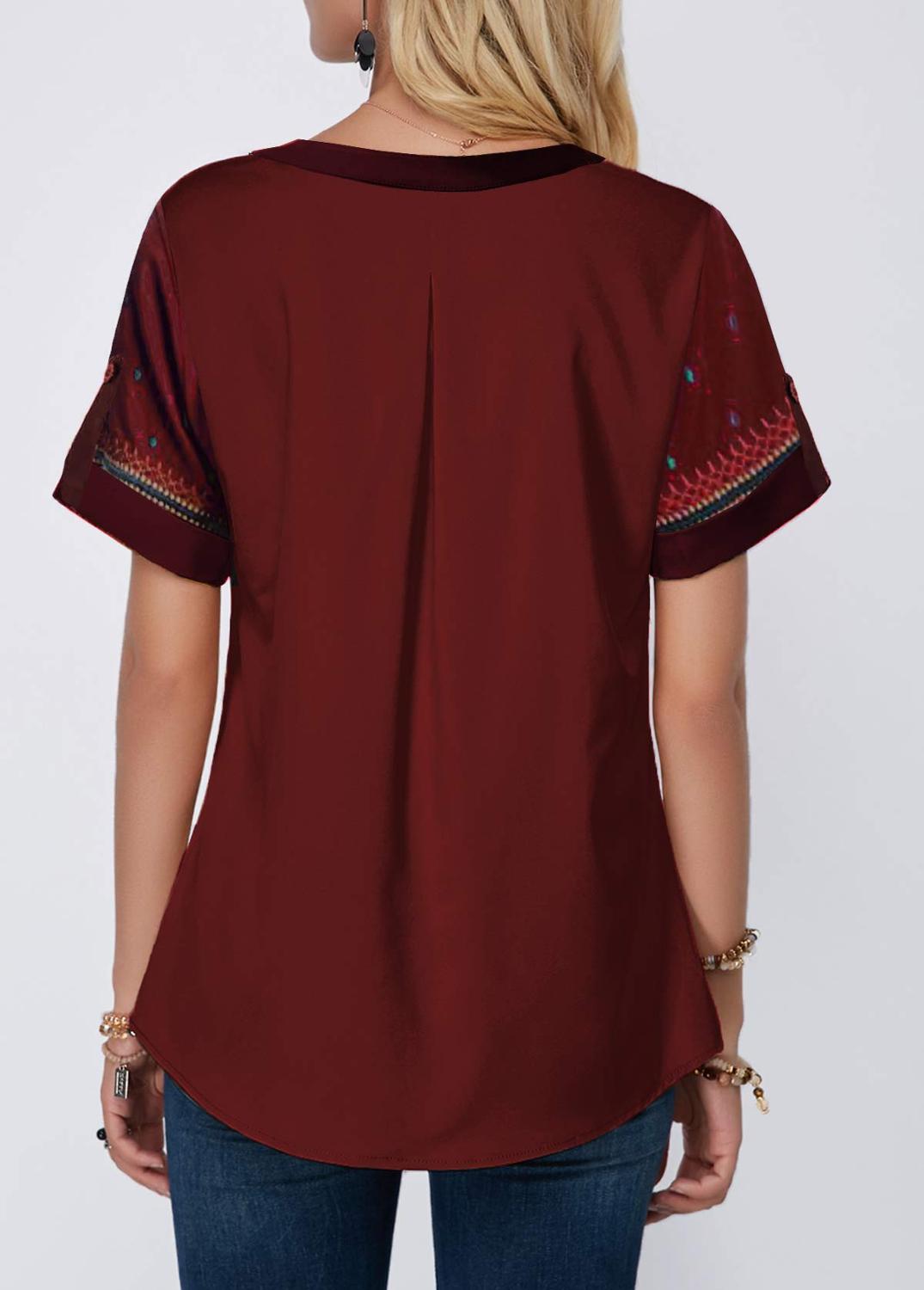 Vintage Women 3D Floral Printed Blouse Summer 2020 Casual V- - 图2