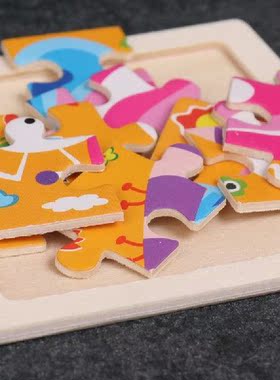 Vokmascot 9pcs Mini Size Kids Toys Wooden 3D Jigsaw Puzzle