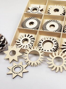 Wooden Snowflakes Ornaments 81Pcs Hollow Out Embellishment f
