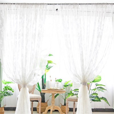 Lace Hollow Tulle Sheer Door Curtain Partition Curtain - 图2