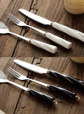Portable Cutlery Set Tableware 2 Spoon 4 Fork with Ceramic