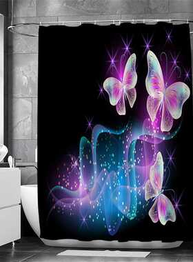 Nordic Style Flower Print Shower Curtain Natural Hook Home