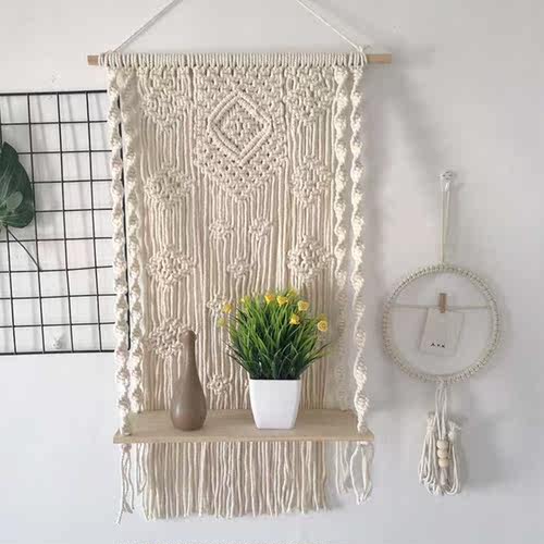 Nordic Style Hand-Woven Tapestry Shelf Bedroom Living Room - 图3