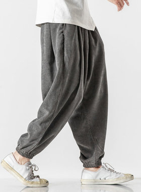 New Corduroy Men's Harem Pants Fashion Men Jogging Sweatpant