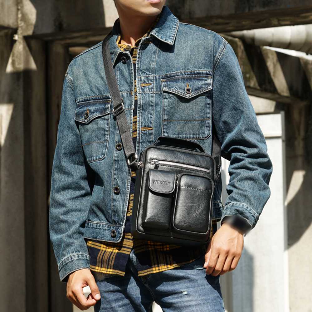 Men Briefcase Bag High Business Famous Brand Leather Shoulde - 图2