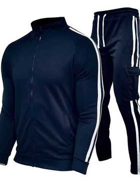 Men's Sets Two Piece Set Tracksuit Casual Zipper Jacke + Pan