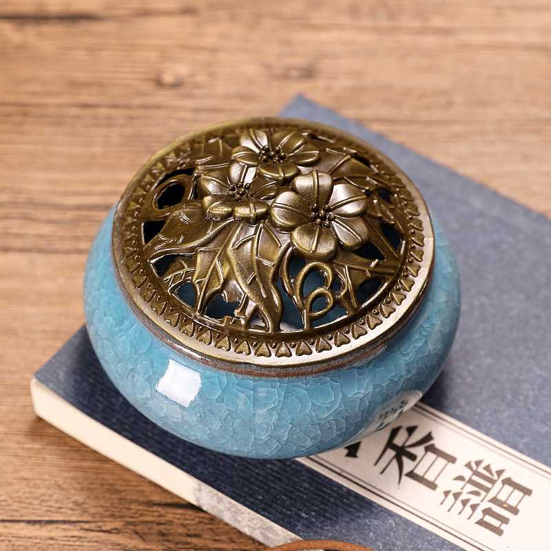 Lucky Home Decoration for Incense Black Glaze Disc Censer