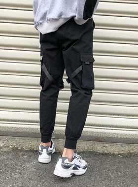 Harajuku Fashion Ribbons Harem Joggers Men's Cargo Pants Sre