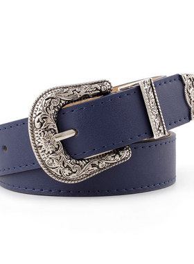 Women's Retro Pin Buckle Belt Vintage Carved PU Leather Got