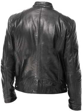 Motorcycle Jacket Mens Slim Fit Short-Coat Collar PU Jackets