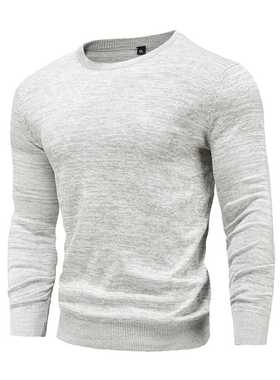 2021 New Cotton Pullover O-neck Men's Sweater Fashion Solid