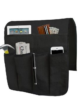 Sofa Armrest Organizer With 6 Pockets Remote Holder On
