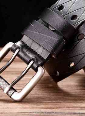 Men's Leather Double Prong Belt Classic Double Row H