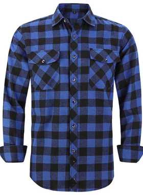 2022 New Men's Plaid Flannel Shirt Spring Autumn Male Regula