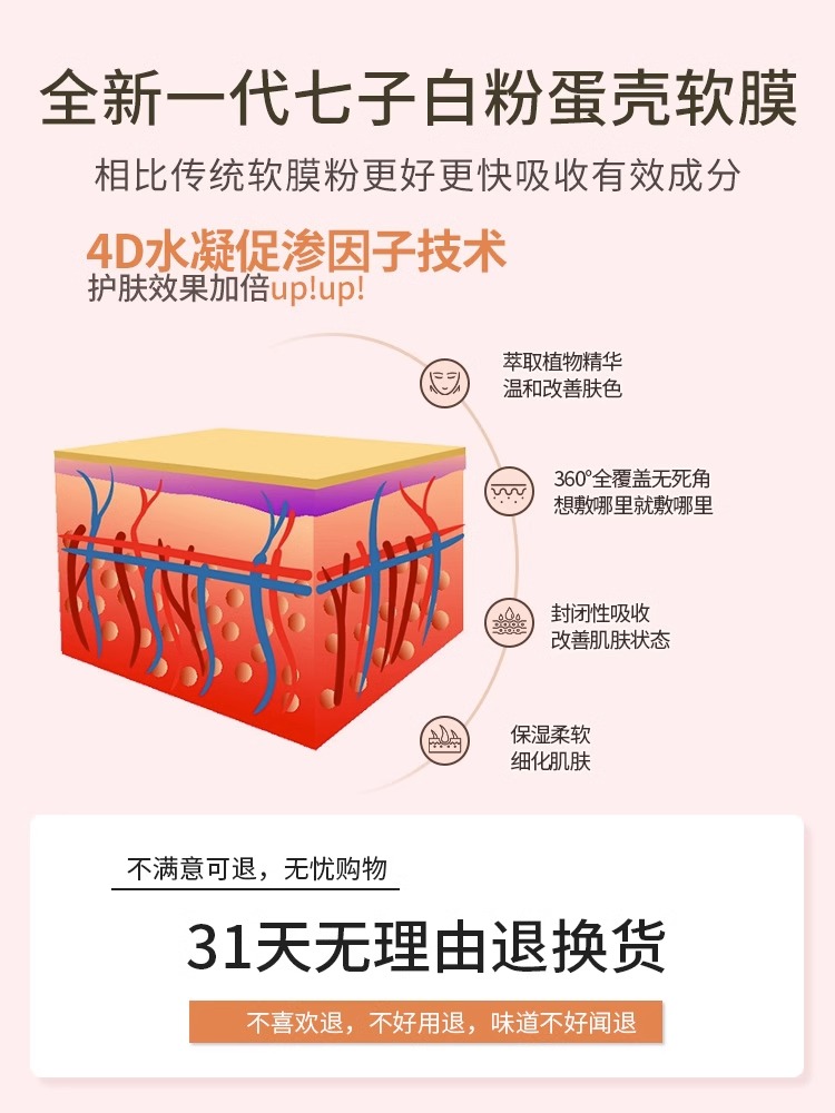 药房官方正品旗舰店七子粉蛋壳黄膏去中搭肤研美白祛斑面膜淡斑aj - 图2