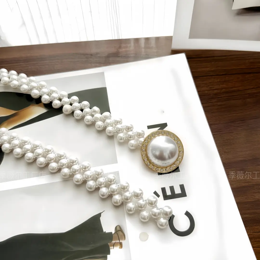 【厂家直销】加长弹力腰带时尚珍珠腰链大码连衣裙子收腰装饰皮带,淘宝优惠券,粉丝福利购,淘宝优惠卷