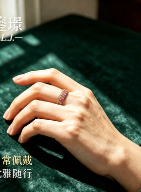 鎏璟L.J 金店同款 小红书爆款韩系风中古女款 铼金戒指