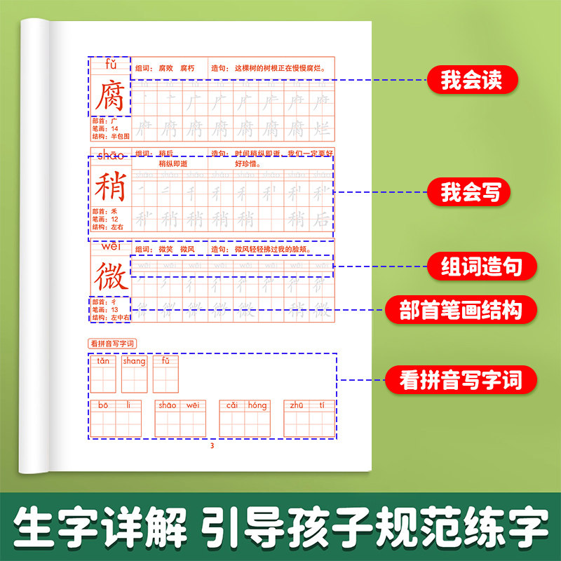 2026新版六年级上下册练字帖语文同步练字帖小学生专用字帖每日一练上学期一二类字笔画笔顺练习临摹描红字帖