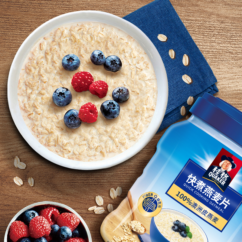 桂格快煮燕麦片1000g*1罐装冲饮谷物原味营养燕麦片桶装早餐代餐 - 图1