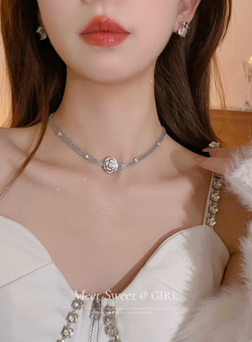 小香风山茶花项链女款2025新款轻