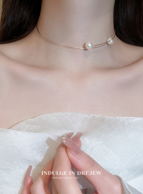 项圈锁骨链珍珠简醉珍珠锁骨链