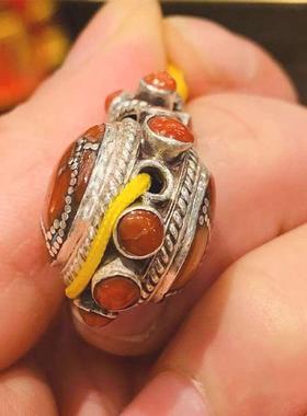 尼泊尔工艺纯银佛头三通