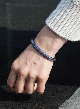 锆石蛇形手镯高颜值蛇纹男小众镯子百搭黑色手环复古男女情侣闭口