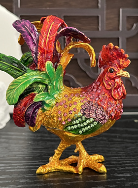 合金珐琅彩纯手工艺品招财开业商务祝福礼品母鸡金蛋家居如意摆件