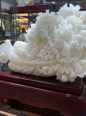 天然玉石招财白菜摆件