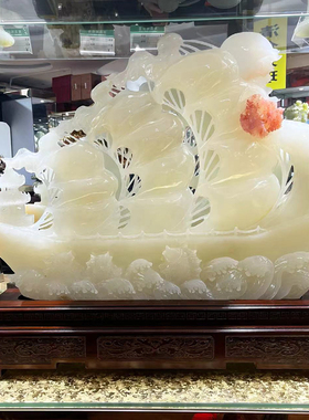 天然玉石一帆风顺摆件