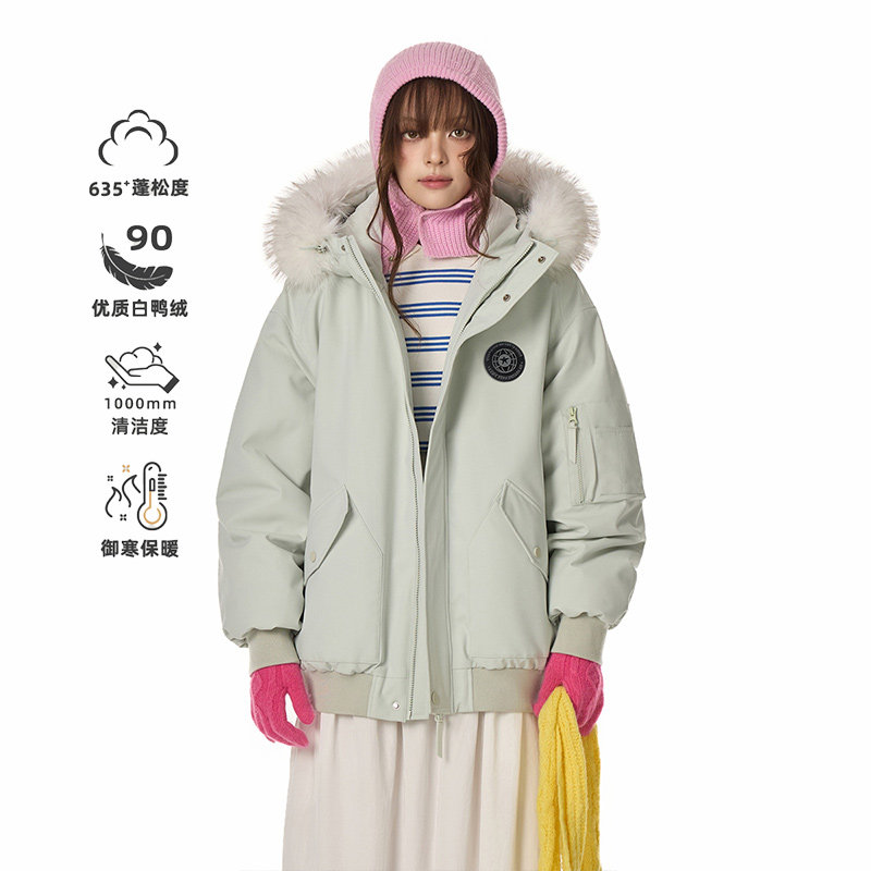 GOLFCROSS毛领轻薄羽绒服男女款冬季2025新款工装派克服外套加厚,淘宝优惠券,粉丝福利购,淘宝优惠卷