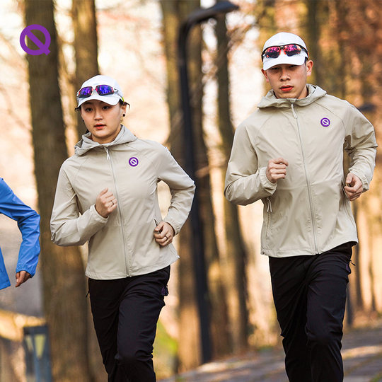 轻功跑步风衣运动外套男女款QINKUNG户外多功能秋季防风拉链外套