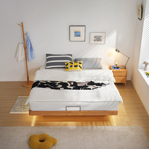 林氏家居悬浮实木床排骨架床无床头床1米2单人床出租房用林氏木业