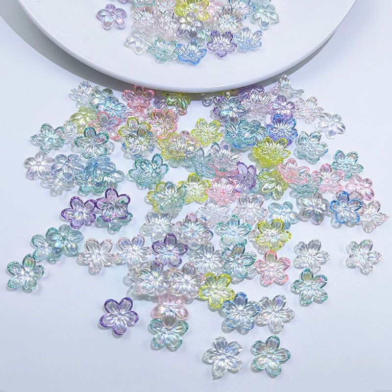 12mm亚克力透明镀AB彩五瓣花花托手工diy花瓣饰品配件材料
