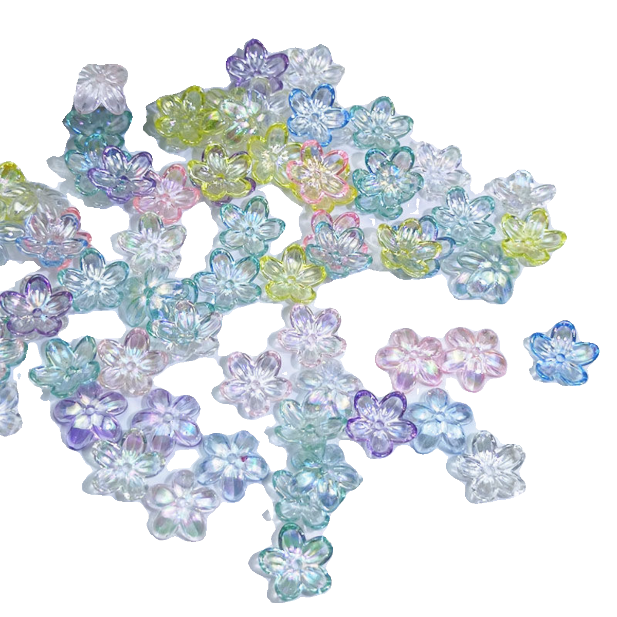 12mm亚克力透明镀AB彩五瓣花花托手工diy花瓣饰品配件材料