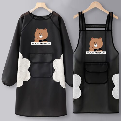 长袖围裙防水防油罩衣新款网红女家用厨房定制logo餐饮专用工作服 - 图0