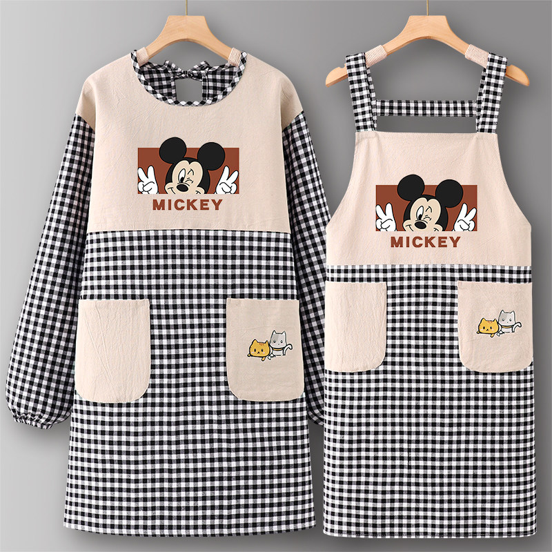 厨房罩衣女新款透气长袖围裙纯棉上班工作服防污护衣帆布可爱家用,淘宝优惠券,粉丝福利购,淘宝优惠卷