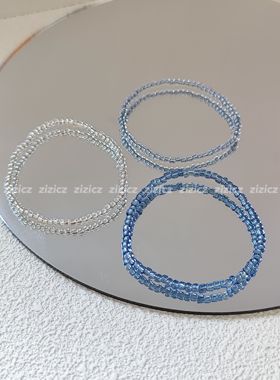 zizicz女细闪灌银米珠弹力叠戴超仙百搭手链闺蜜学生礼物串珠饰品