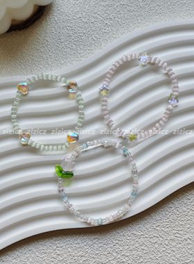 zizicz夏日元气少女感甜美串珠手链超仙闺蜜幻彩琉璃清新米珠手串
