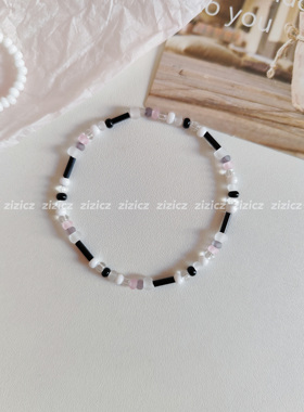 zizicz原创新低饱和度小众串珠手链可爱清新糖果色少女心配饰