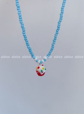 zizicz原创设计可爱卡通小蛋糕项链简约小清新百搭串珠锁骨链